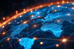 Digital globe with network of lights